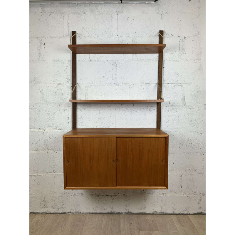 Vintage teak wall shelving system Poul Cadovius