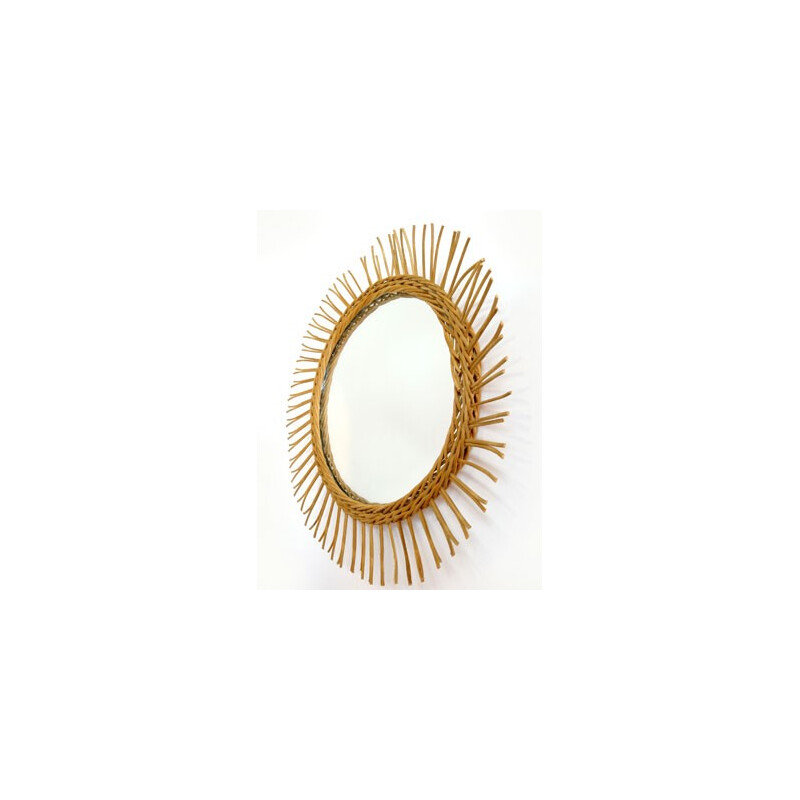 Sun mirror in rattan - 1950s