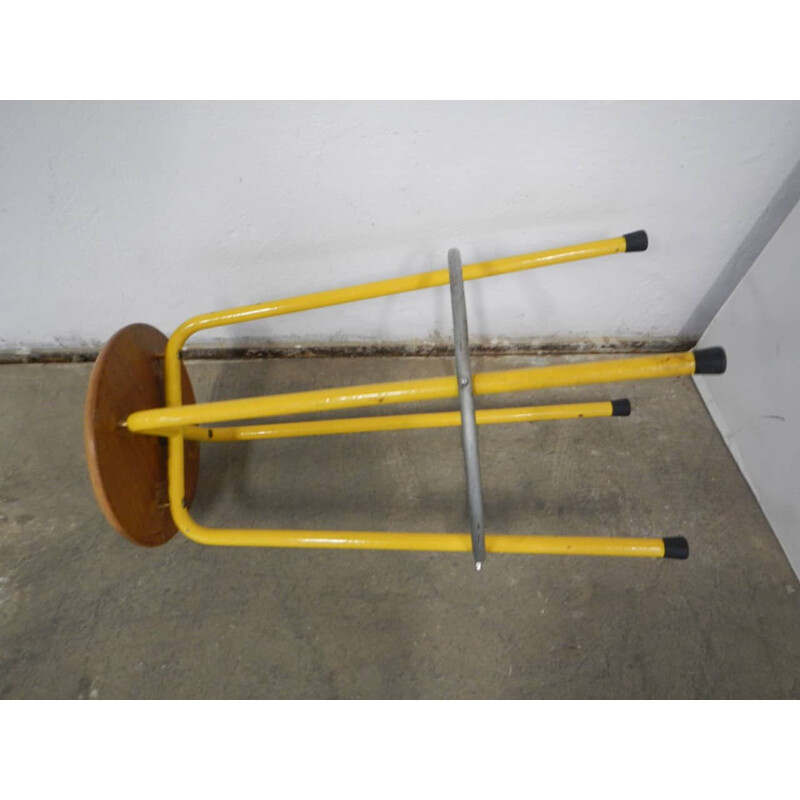 Vintage yellow iron stool 1980