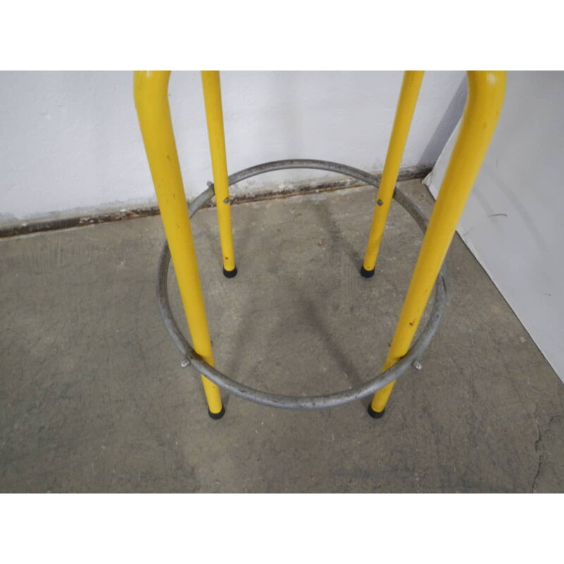 Vintage yellow iron stool 1980