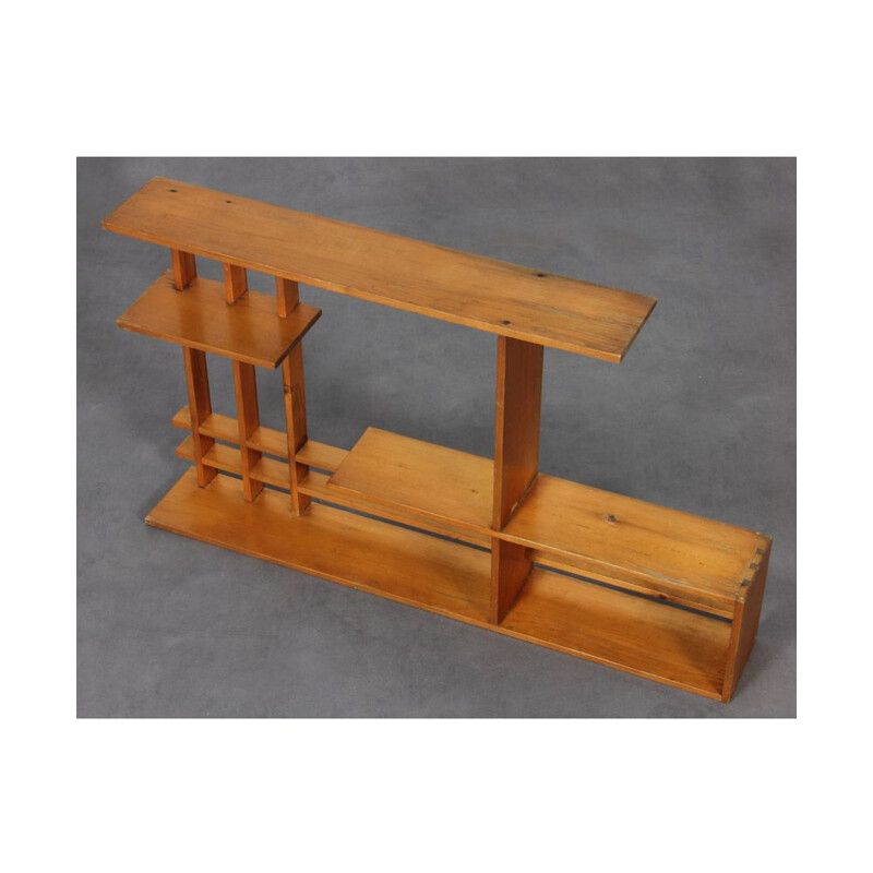 Vintage wooden shelf Czech 1960