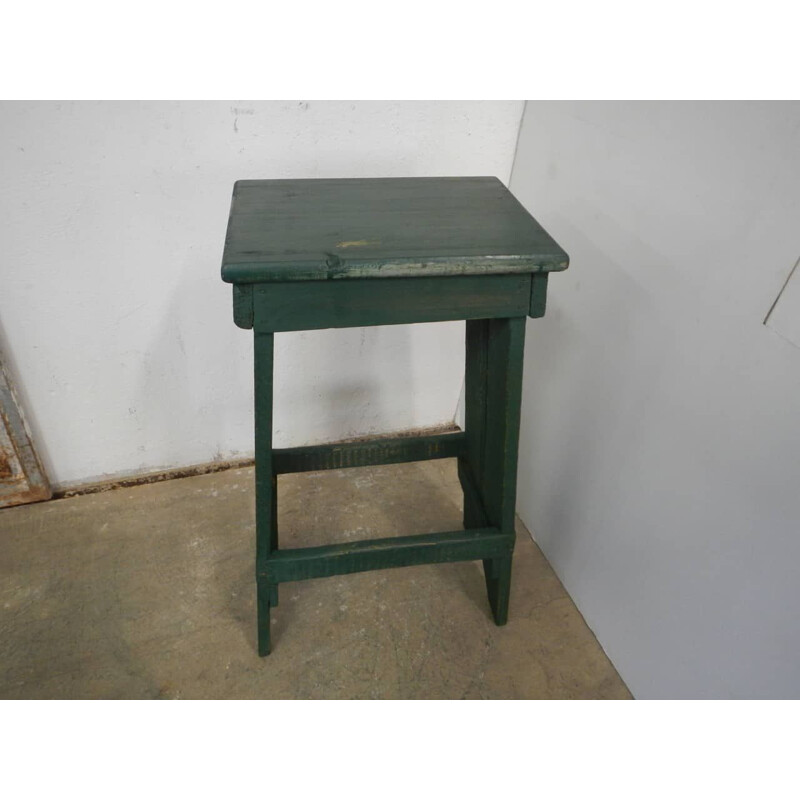 Tabouret vintage en sapin vert