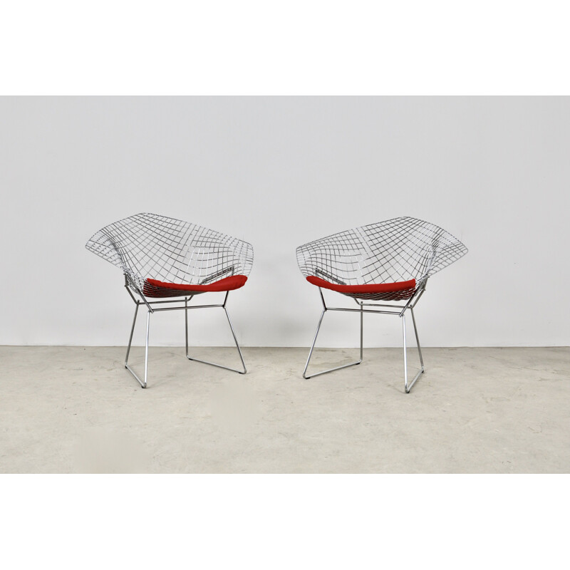 Pair of Vintage Diamond Chairs by Harry Bertoia for Knoll, 1980s