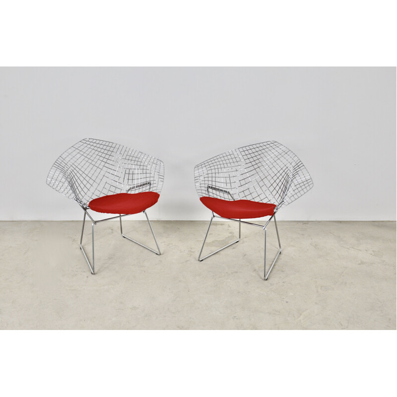 Pair of Vintage Diamond Chairs by Harry Bertoia for Knoll, 1980s