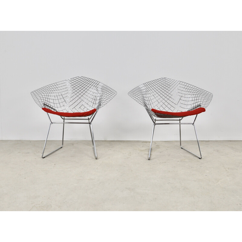 Pair of Vintage Diamond Chairs by Harry Bertoia for Knoll, 1980s