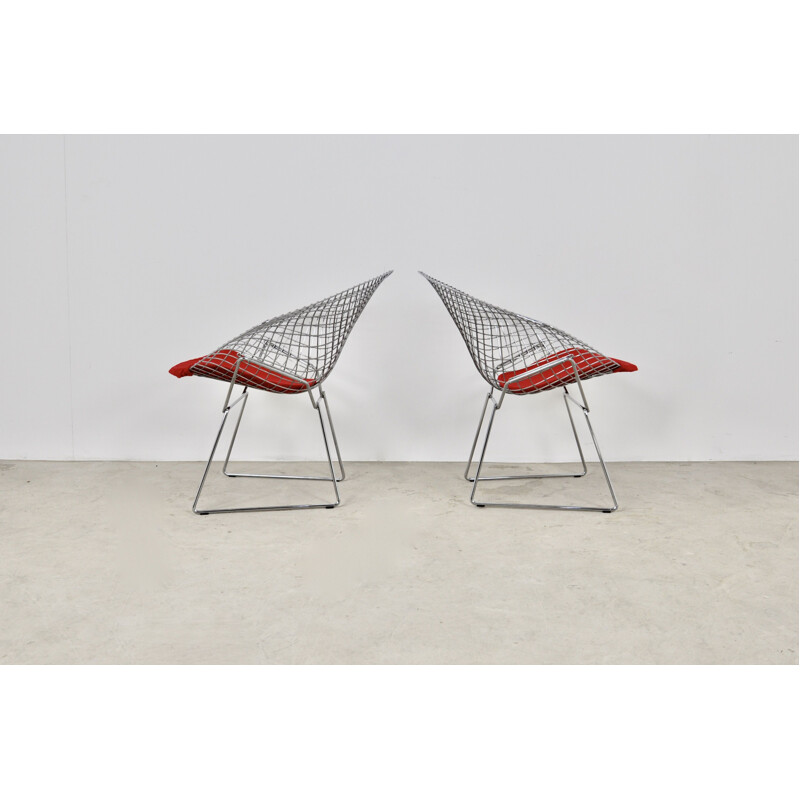 Pair of Vintage Diamond Chairs by Harry Bertoia for Knoll, 1980s