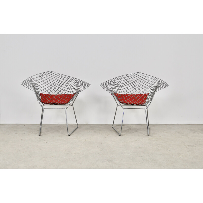 Pair of Vintage Diamond Chairs by Harry Bertoia for Knoll, 1980s