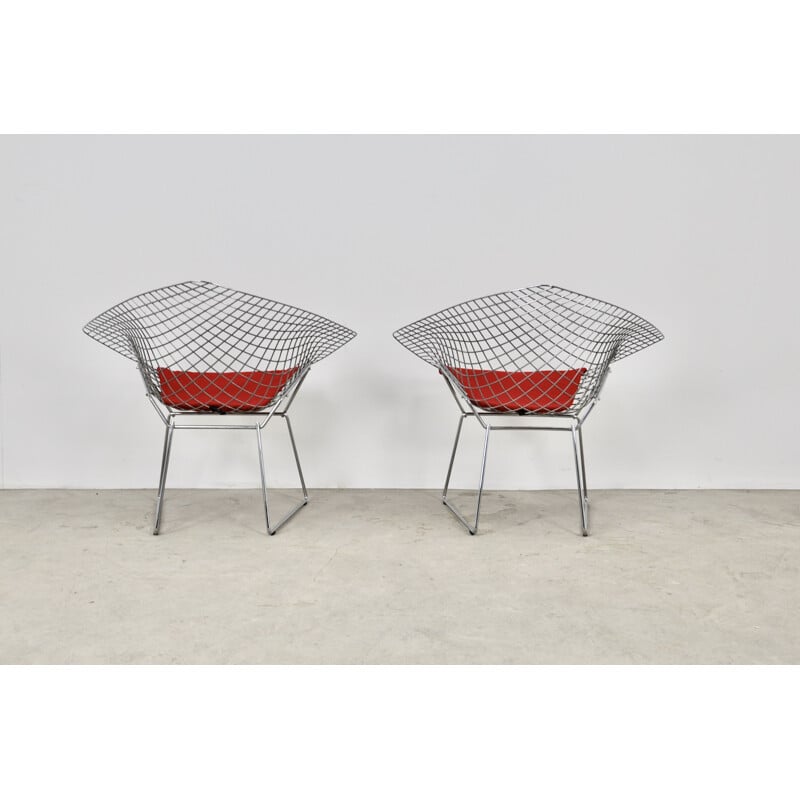 Paire de chaises diamantées vintage par Harry Bertoia pour Knoll, 1980