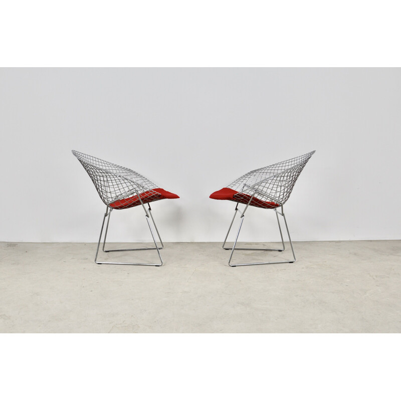 Pair of Vintage Diamond Chairs by Harry Bertoia for Knoll, 1980s