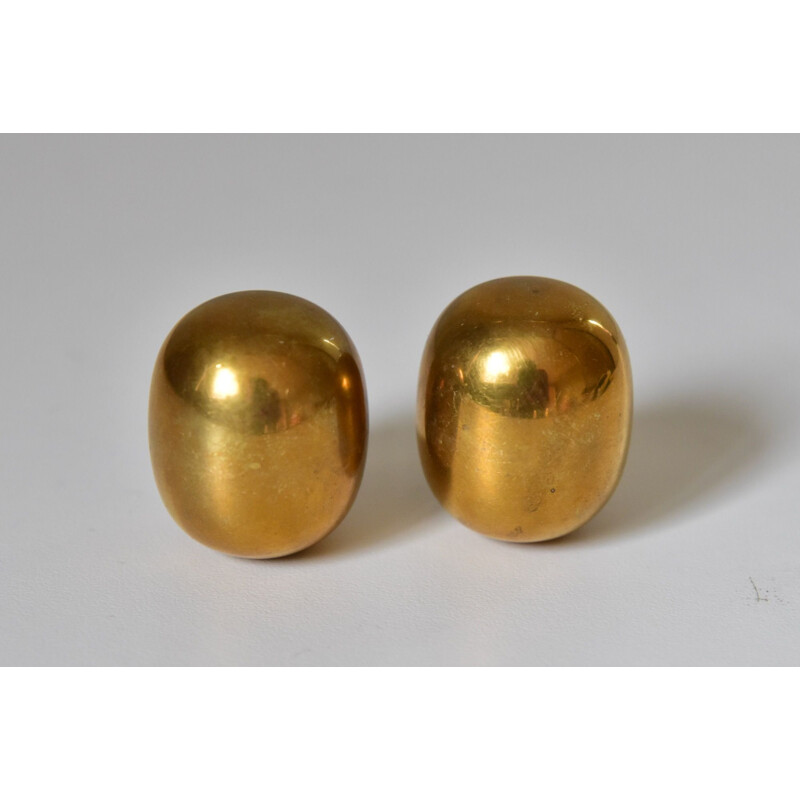 Pair of vintage brass eggs by Henning Glahn Danks, Denmark