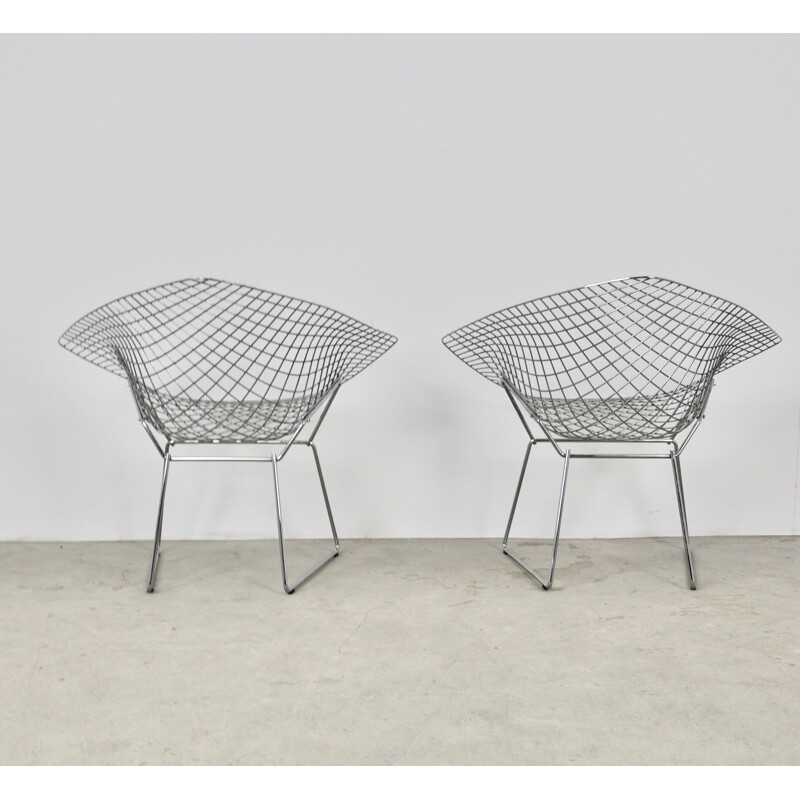  Vintage Pair of Diamond Chairs by Harry Bertoia for Knoll 1980s