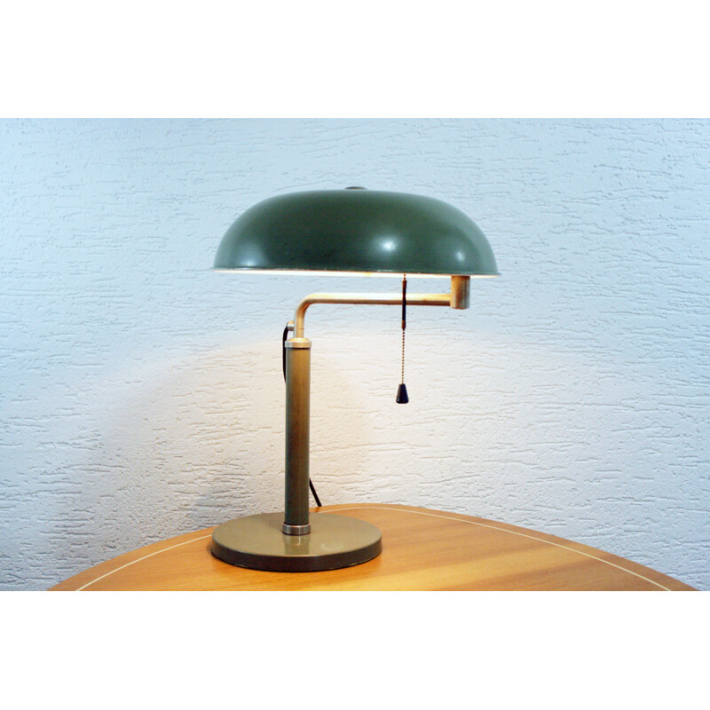 Lampe de bureau verte en acier, Alfred MULLER - 1930