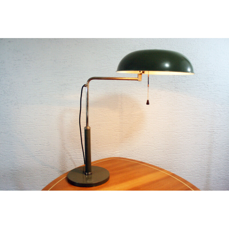 Lampe de bureau verte en acier, Alfred MULLER - 1930
