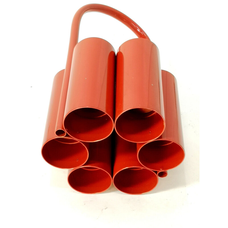Vintage Red Bottle Caddy Carrier Space Age 1960s