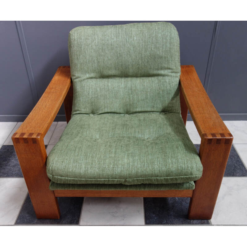 Vintage Teak armchair in Green upholstery 1970s