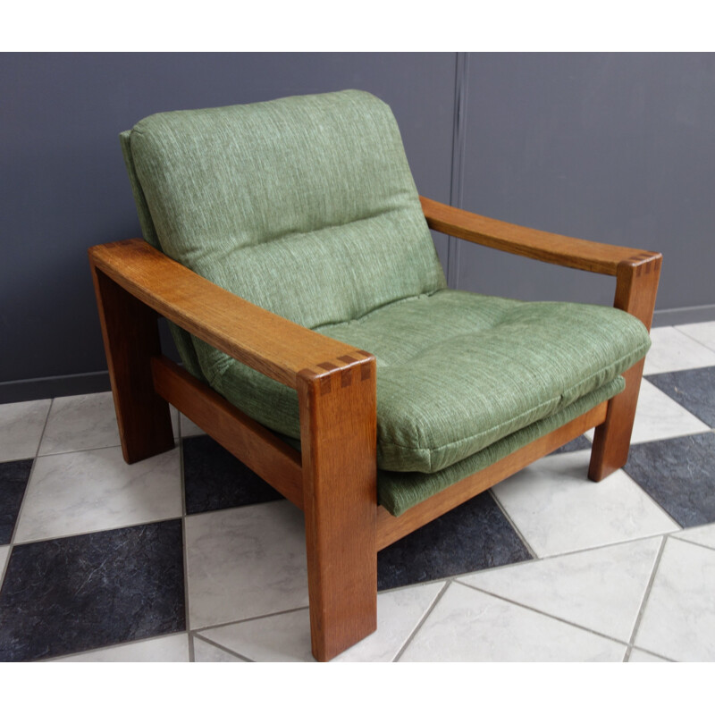 Vintage Teak armchair in Green upholstery 1970s