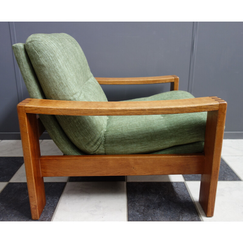 Vintage Teak armchair in Green upholstery 1970s