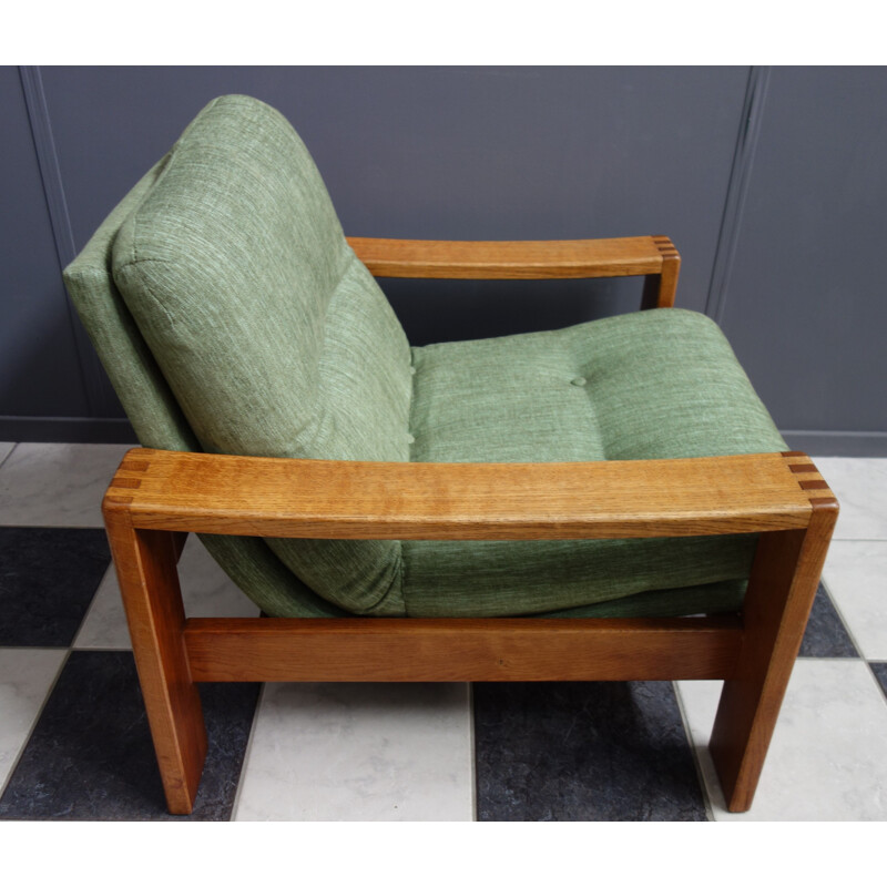 Vintage Teak armchair in Green upholstery 1970s