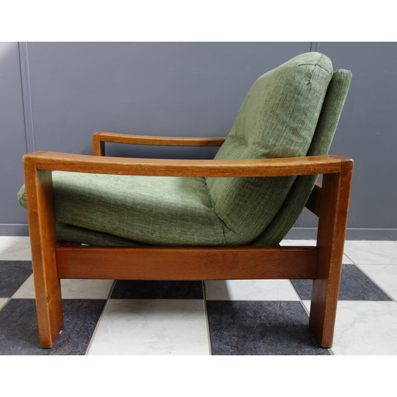 Vintage Teak armchair in Green upholstery 1970s