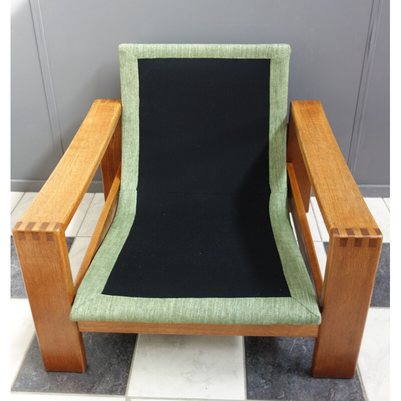 Vintage Teak armchair in Green upholstery 1970s