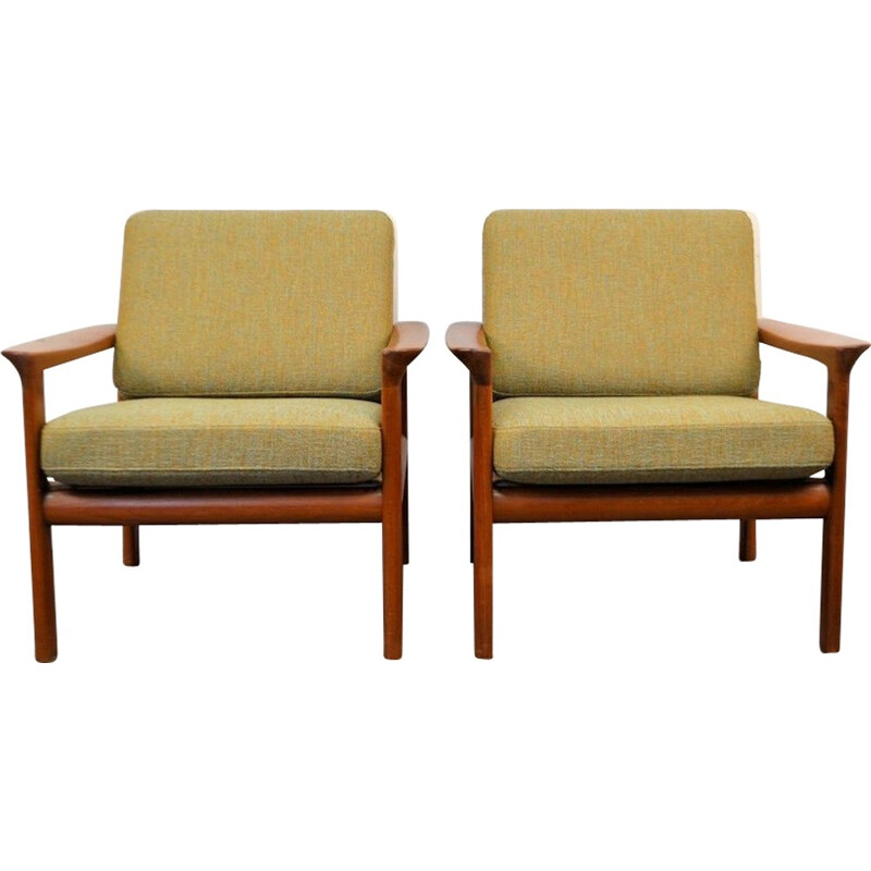 Pair of Scandinavian Komfort lounge chairs in teak, Sven ELLEKAER - 1960s