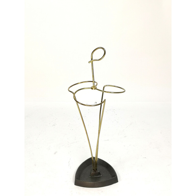 Vintage umbrella stand  brass and steel 1960s