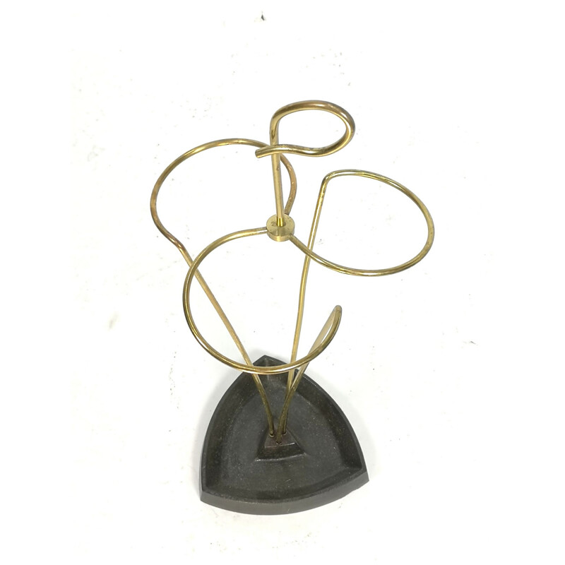 Vintage umbrella stand  brass and steel 1960s