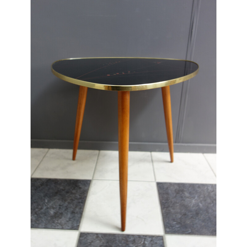 Table basse vintage en verre noir 1950