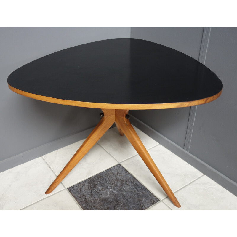 Table basse vintage en formica noir 1960