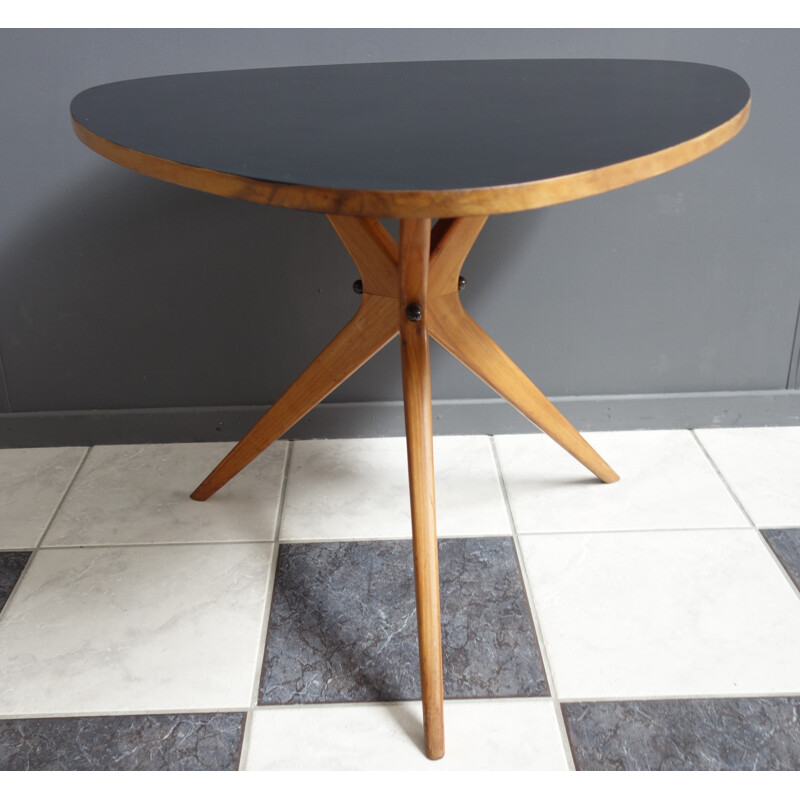 Table basse vintage en formica noir 1960