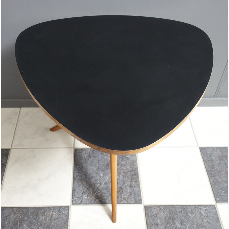 Table basse vintage en formica noir 1960
