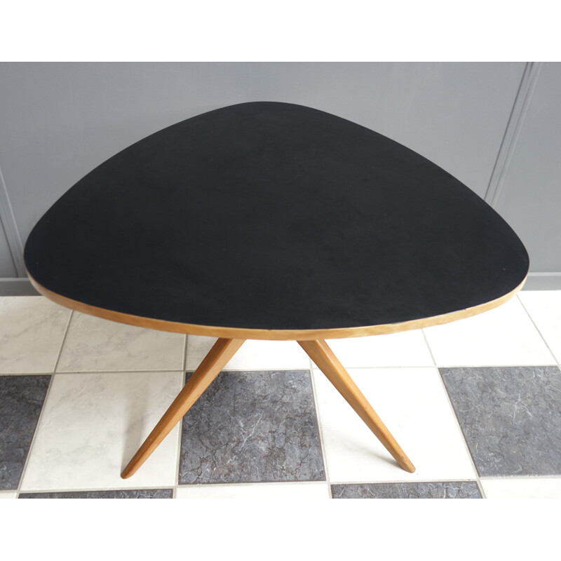 Table basse vintage en formica noir 1960