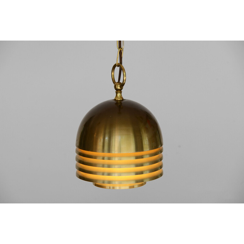 Vintage Golden layered pendant light by T. Röste & Co Norway 1960s