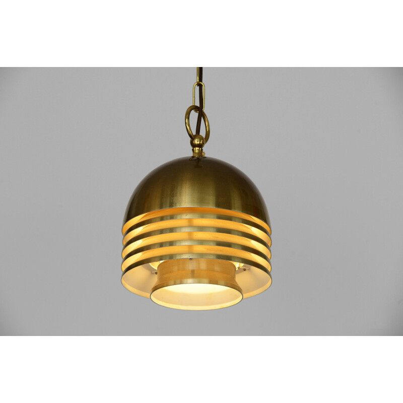 Vintage Golden layered pendant light by T. Röste & Co Norway 1960s