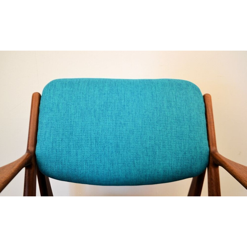 Scandinavian Vamo "Ellen" lounge chair in teak and blue fabric, Arne VODDER - 1960s