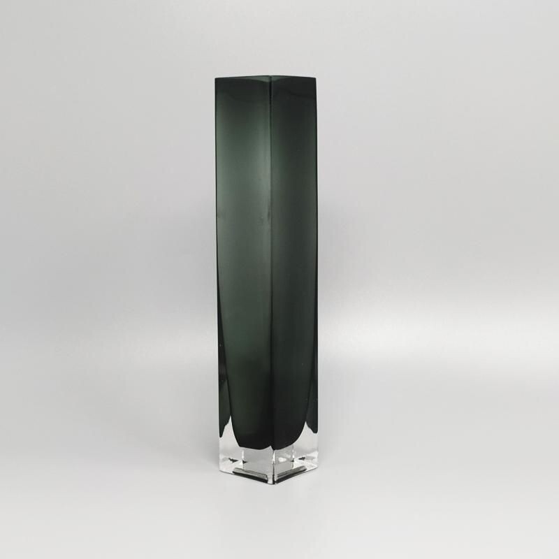 Vintage grey Murano glass vase Italy 1960s