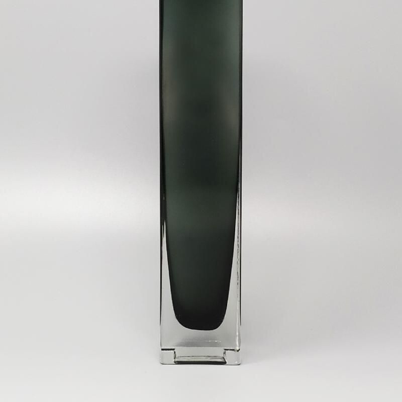Vase vintage gris en verre de Murano Italie 1960