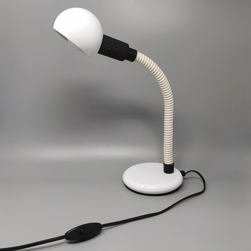 Lampe de table vintage blanche par Veneta Lumi, Italie 1970