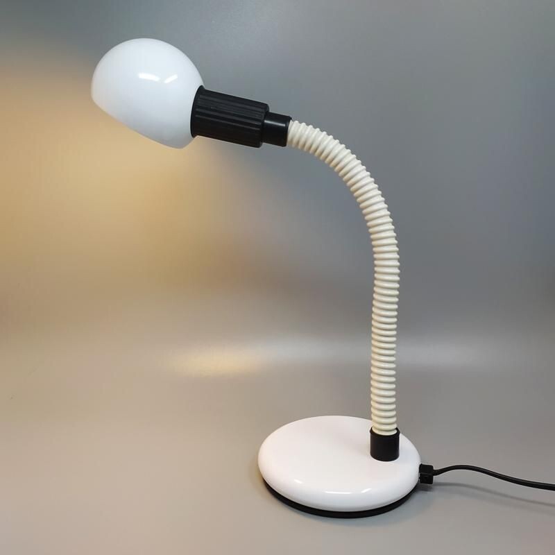 Vintage white table lamp by Veneta Lumi, Italy 1970