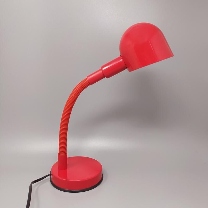 Lampe de table vintage rouge par Veneta Lumi Italie 1970