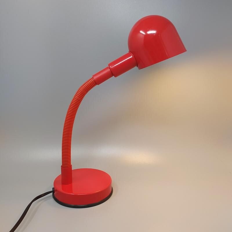 Lampada da tavolo vintage rossa di Veneta Lumi Italia 1970