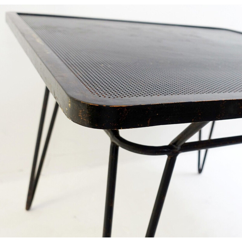 Table vintage carrée en fer forgé par Ico parisi