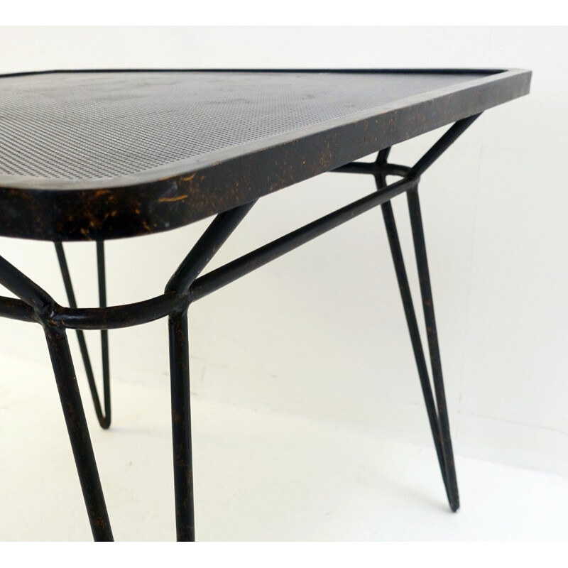 Table vintage carrée en fer forgé par Ico parisi