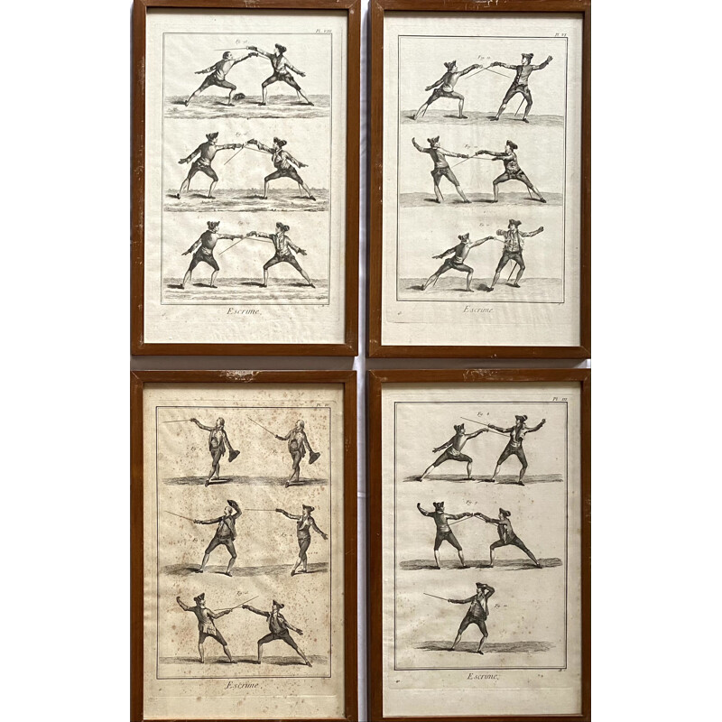 Set of 8 vintage prints framed in wood