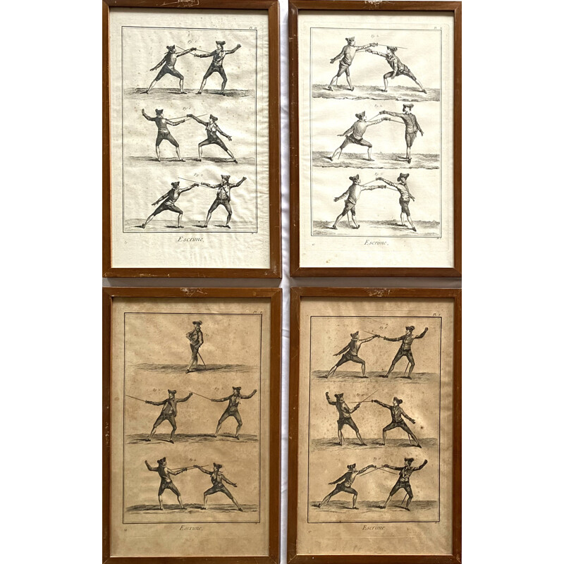 Set di 8 stampe vintage incorniciate in legno