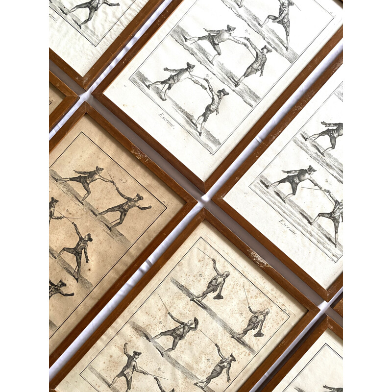 Set of 8 vintage prints framed in wood