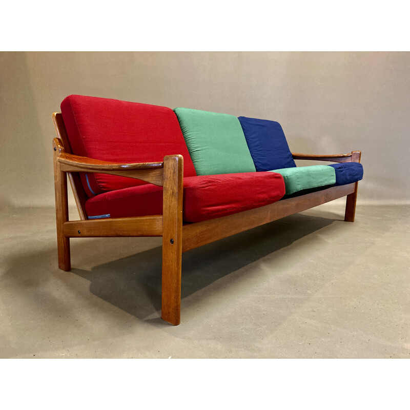 Canapé vintage scandinave 3 places couleurs 1950