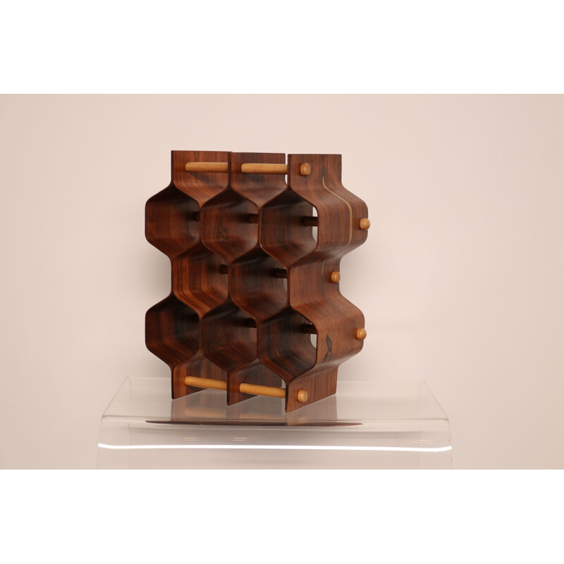 Vintage rosewood wine rack by Torsten Johansson Denmark 1960s