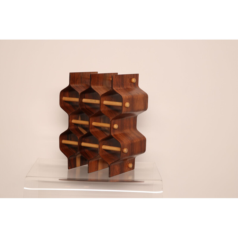 Vintage rosewood wine rack by Torsten Johansson Denmark 1960s