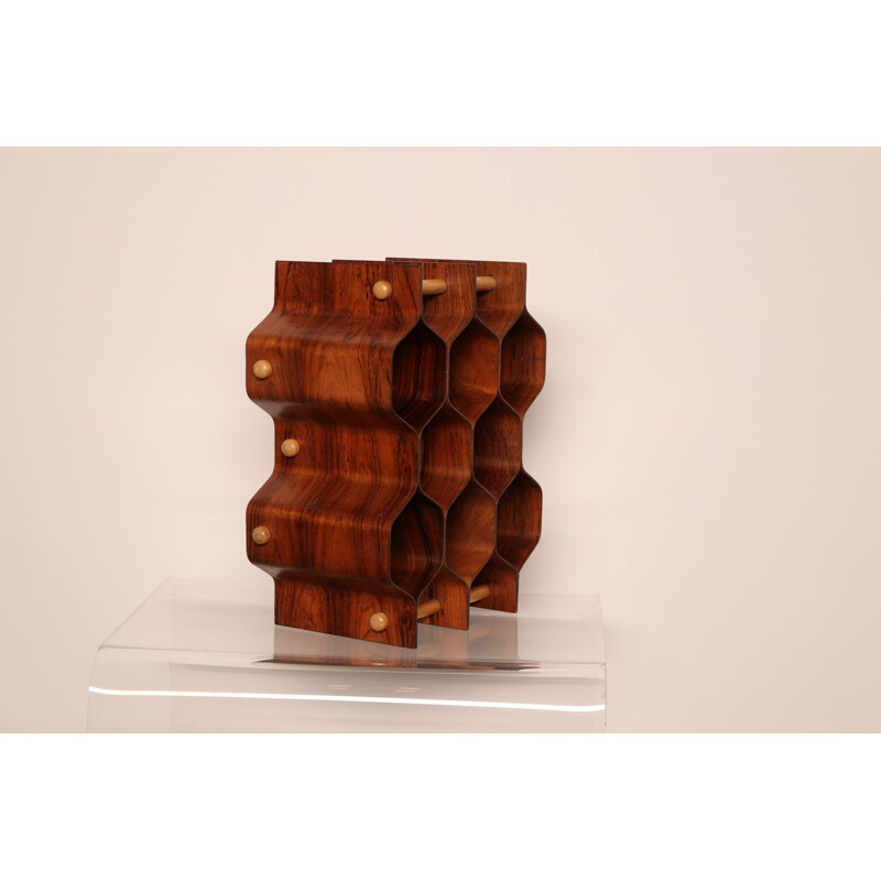 Vintage rosewood wine rack by Torsten Johansson Denmark 1960s